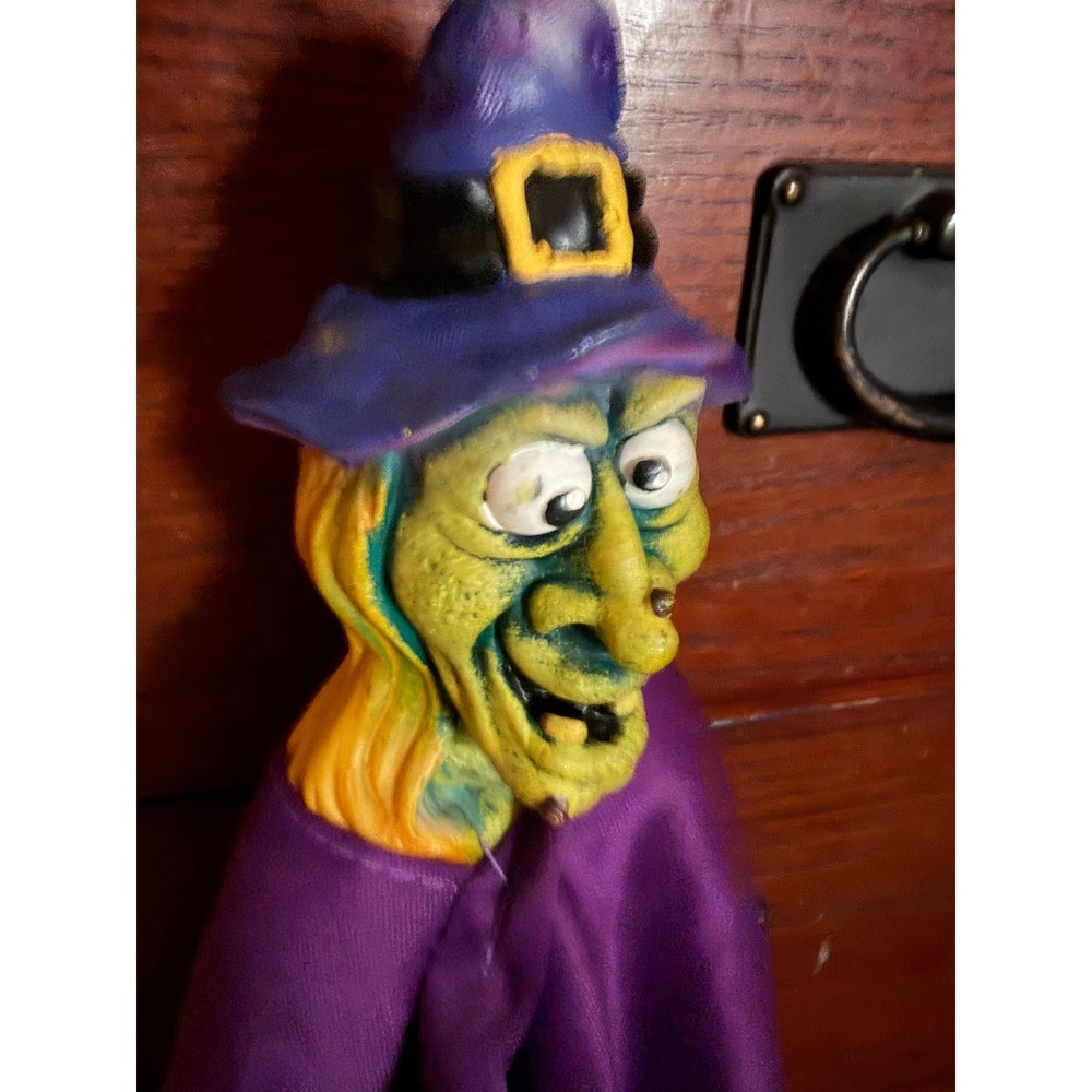 Vintage 2003 Paper Magic Group Hanging Witch Halloween Decor Purple Green